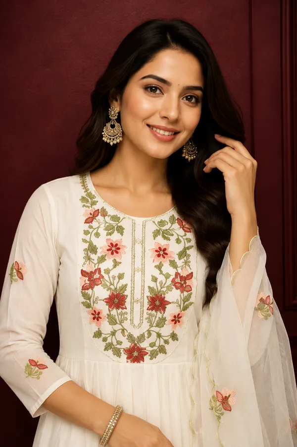 Elegant_Ivory_Floral_Embroidered_Kurta_Pant_Dupatta_Set_White