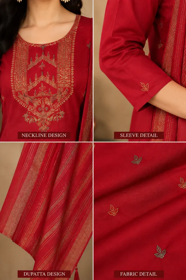 Elegant_Red_Embroidered_Kurti_Pant_Dupatta_Set_Rust_Red