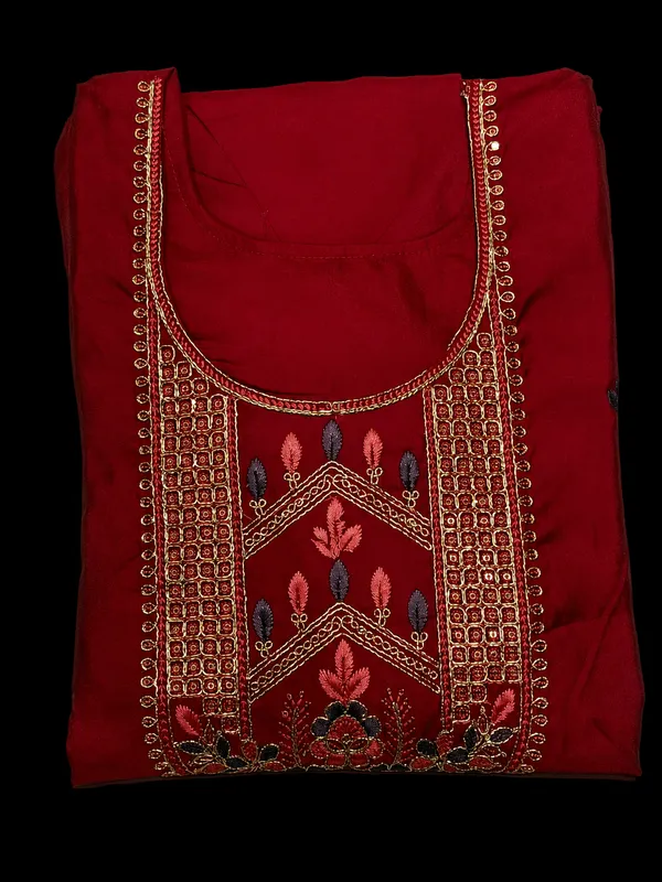 Elegant_Red_Embroidered_Kurti_Pant_Dupatta_Set_Rust_Red