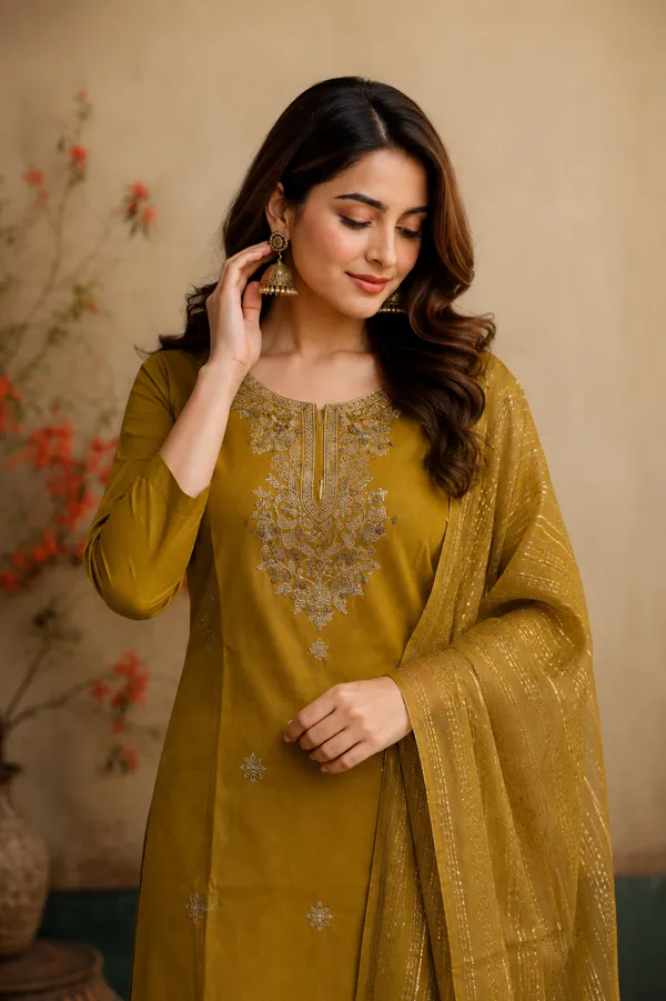 Mustard_Yellow_Embroidered_Kurti_Pant_Dupatta_Se_Mustard_Yellow