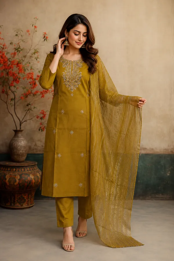 Mustard_Yellow_Embroidered_Kurti_Pant_Dupatta_Se_Mustard_Yellow