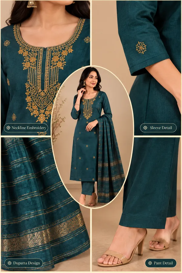 Elegant_Teal_Green_Embroidered_Kurti_Pant_Dupatta_Se_Deep_Teal_Blue
