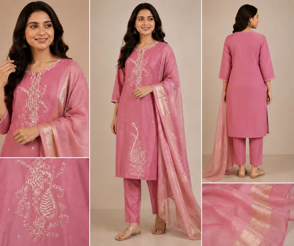 Rose_Pink_Kurti_Pant_Dupatta_Set_Pink
