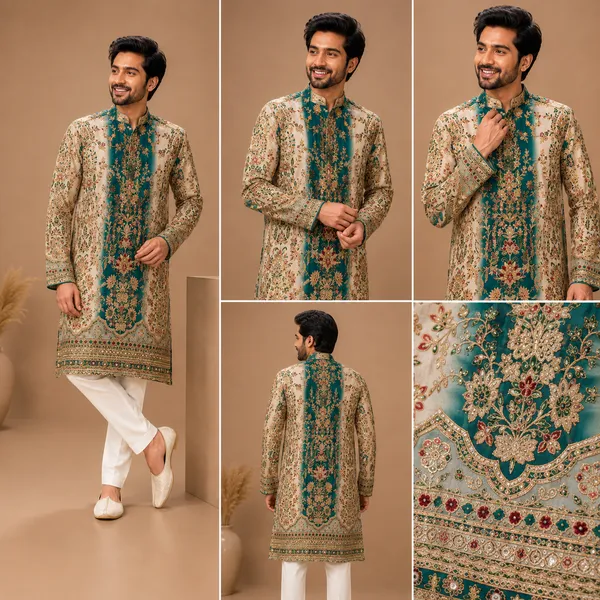 Regal_Teal_Heritage_Print_Kurta_Coming_Soon