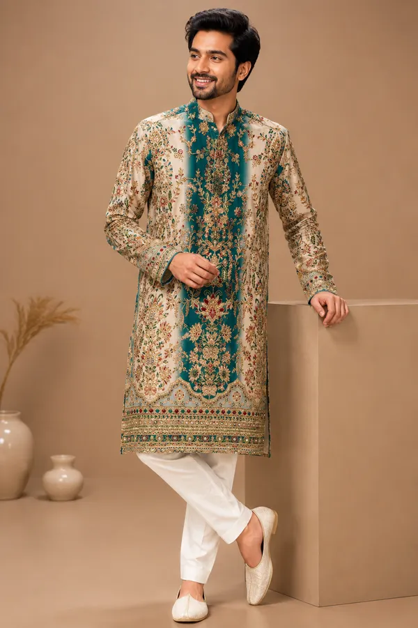 Regal_Teal_Heritage_Print_Kurta_Coming_Soon