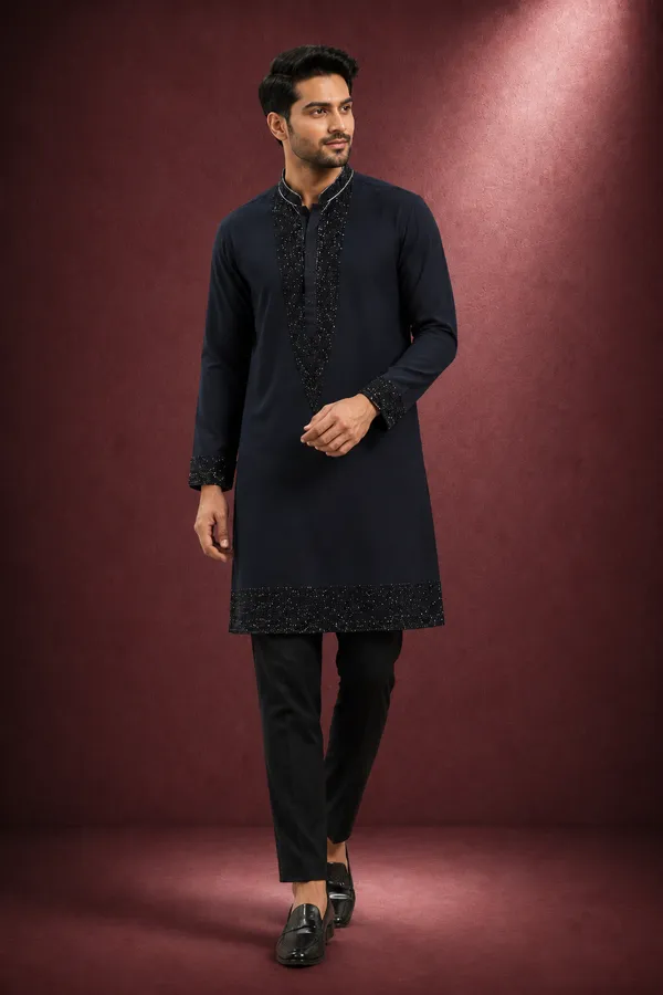 Midnight_Black_Sequin_Detail_Festive_Kurta_Coming_Soon