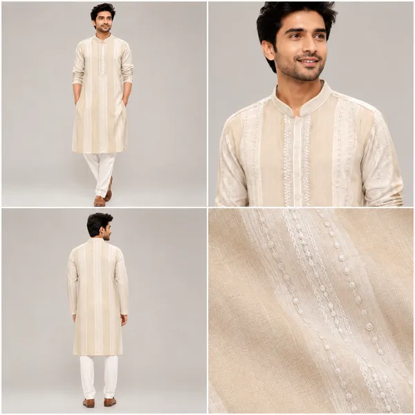 Beige_Vertical_Striped_Embroidered_Cotton_Silk_Kurta_Coming_Soon