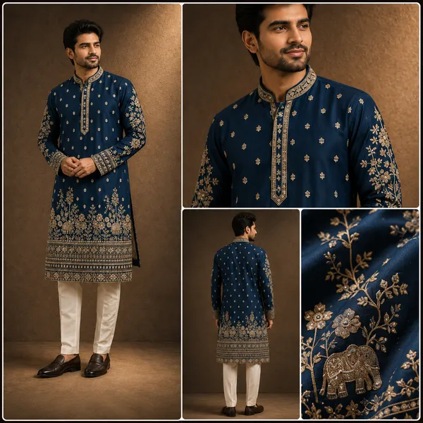 Royal_Navy_Blue_Heavily_Embroidered_Kurta_Coming_Soon