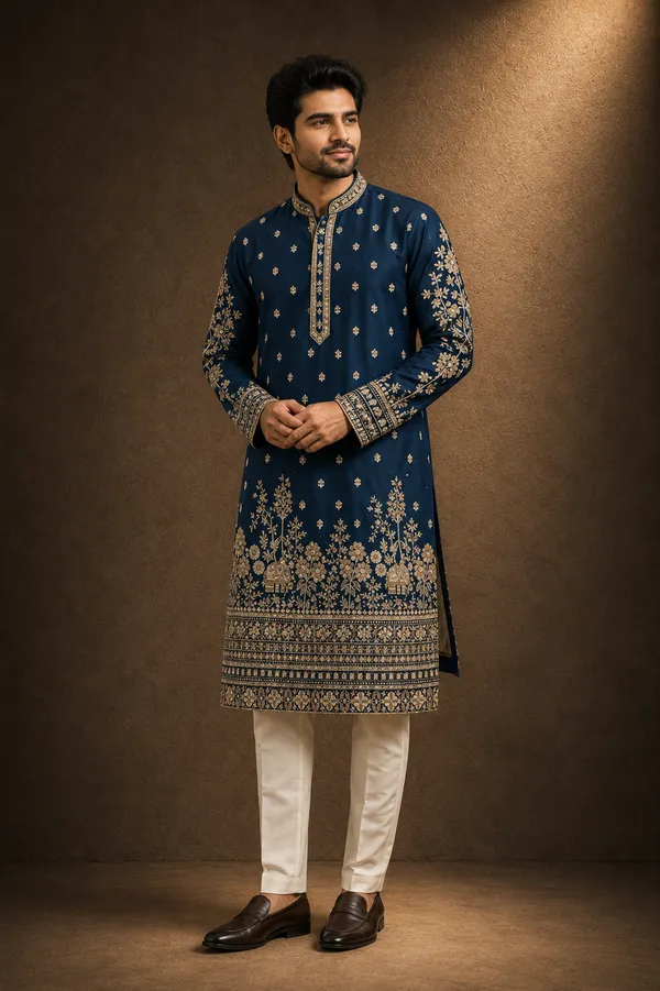 Royal_Navy_Blue_Heavily_Embroidered_Kurta_Coming_Soon