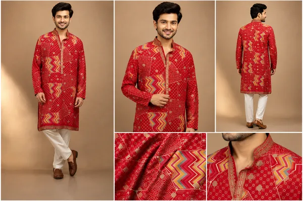 Festive_Red_Patchwork_Print_Kurta_Coming_Soon