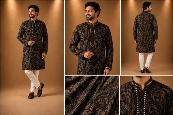 Royal_Black_Gold_Paisley_Kurta_Coming_Soon