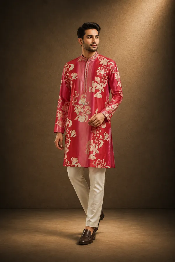 Crimson_Red_Floral_Embroidered_Kurta_Coming_Soon
