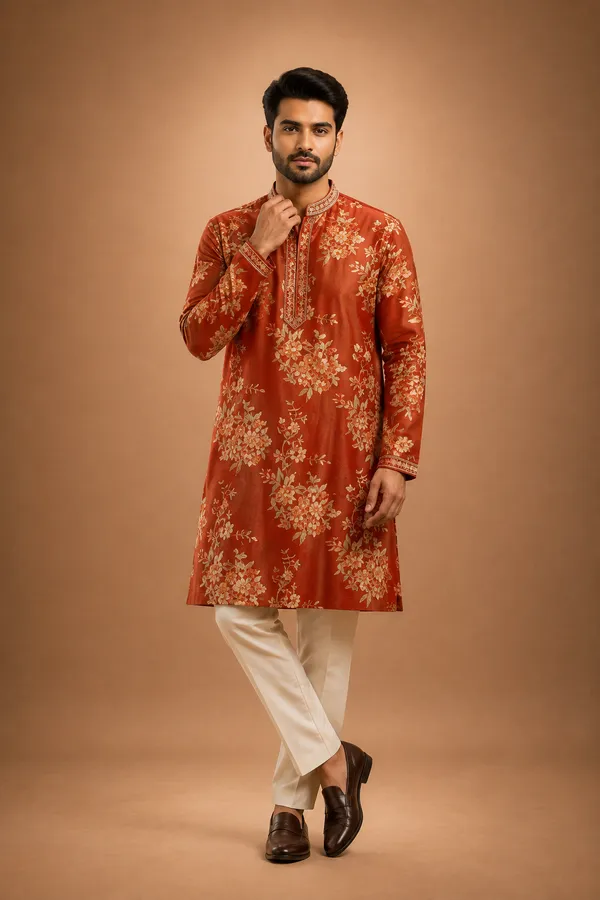 Rust_Orange_Floral_Printed_Kurta_Coming_Soon