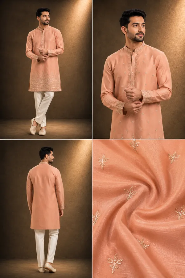 Peach_Embroidered_Kurta_For_Men_Coming_Soon