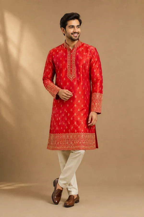 Men_S_Royal_Red_Embroidered_Festive_Kurta_Coming_Soon