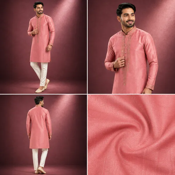 Peach_Pink_Embroidered_Kurta_For_Men_Coming_Soon