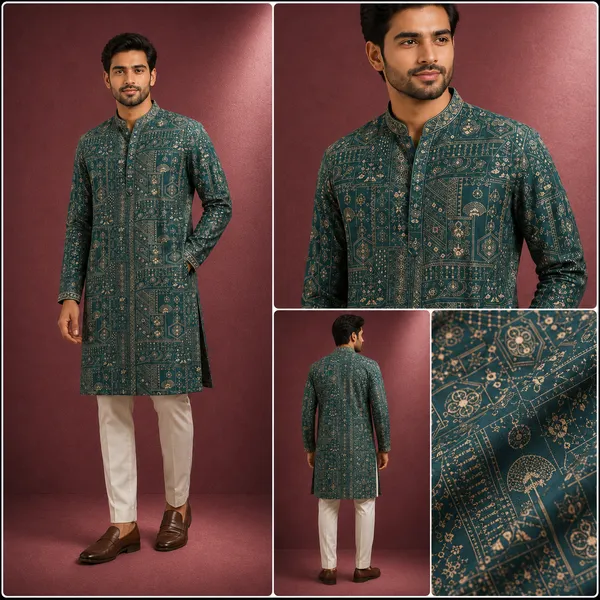 Teal_Green_Geometric_Printed_Embroidered_Kurta_Coming_Soon