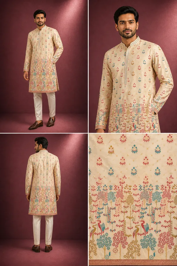 Beige_Multi_Color_Kalamkari_Printed_Kurta_For_Men_Coming_Soon