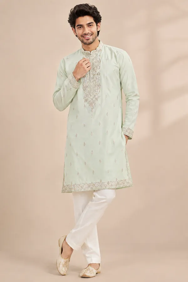 Mint_Green_Embroidered_Men_S_Festive_Kurta_Coming_Soon