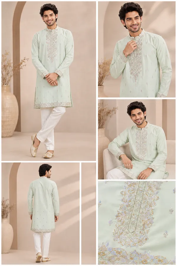 Mint_Green_Embroidered_Men_S_Festive_Kurta_Coming_Soon
