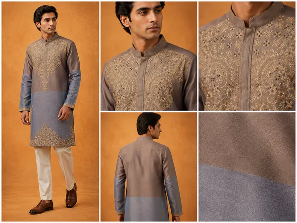 Dual_Tone_Mauve_Steel_Blue_Embroidered_Kurta_For_Men_Comimg_Soon