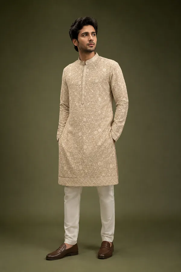 Beige_Floral_Embroidered_Men_S_Festive_Kurta_Coming_Soon