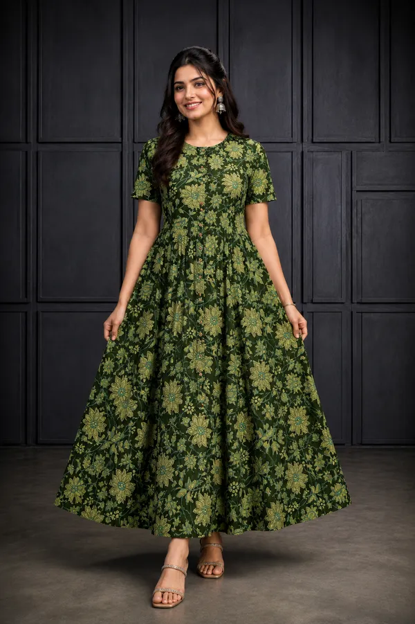 Dark_Green_Floral_Printed_Flared_Maxi_Dress_Green