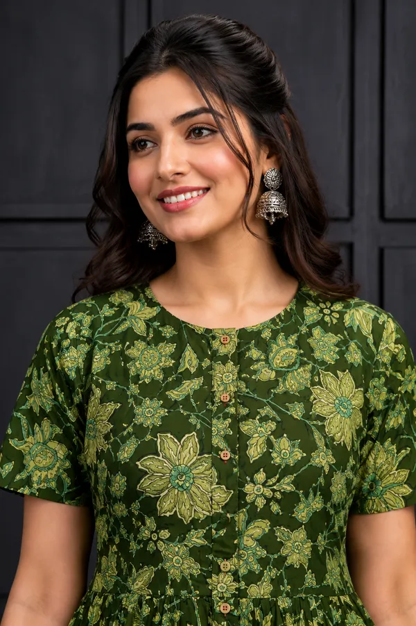 Dark_Green_Floral_Printed_Flared_Maxi_Dress_Green
