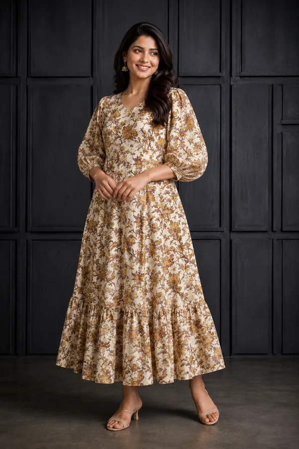 Ivory_Beige_Floral_Printed_Flared_Maxi_Dress_Cream