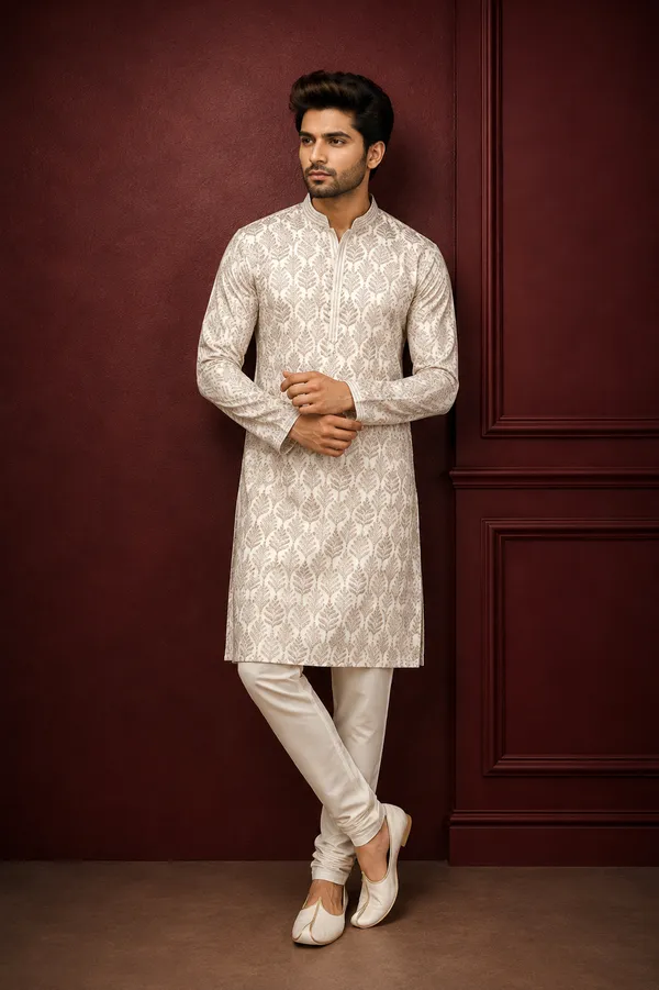 Ivory_Leaf_Printed_Men_S_Festive_Kurta_Coming_Soon