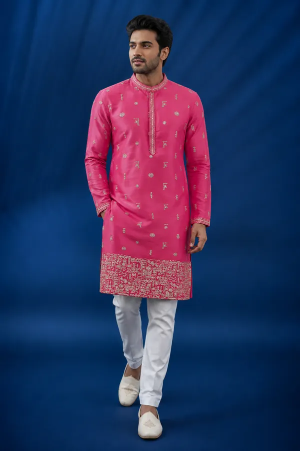 Rani_Pink_Embroidered_Men_S_Festive_Kurta_Coming_Soon