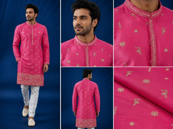 Rani_Pink_Embroidered_Men_S_Festive_Kurta_Coming_Soon