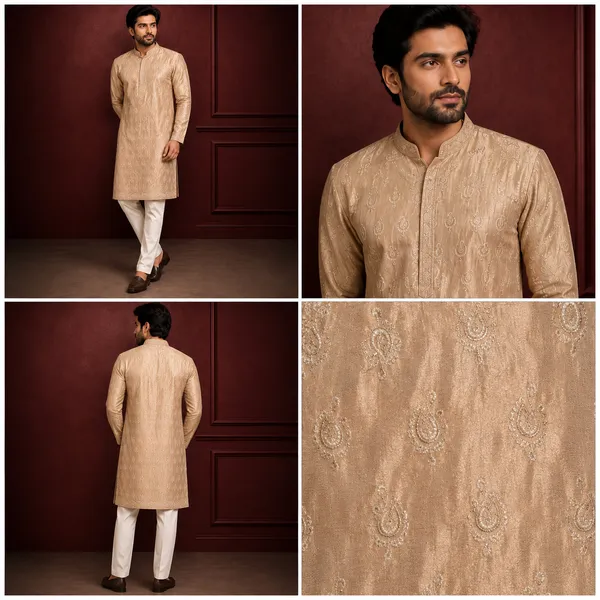 Champagne_Gold_Embroidered_Men_S_Festive_Kurta_Coming_Soon