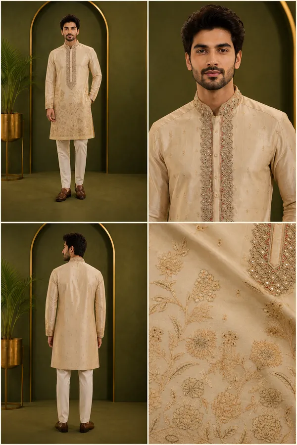 Champagne_Beige_Floral_Embroidered_Men_S_Festive_Kurta_Coming_Soon