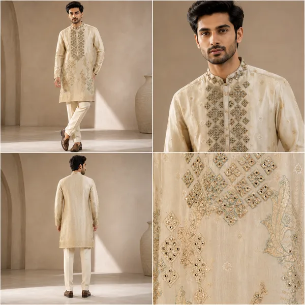 Ivory_Gold_Embroidered_Festive_Kurta_Set_For_Men_Coming_Soon