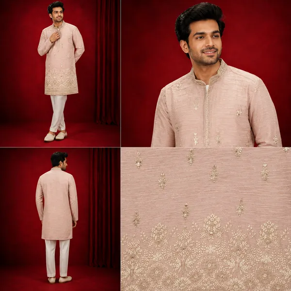 Blush_Pink_Embroidered_Festive_Kurta_Set_For_Men_Coming_Soon