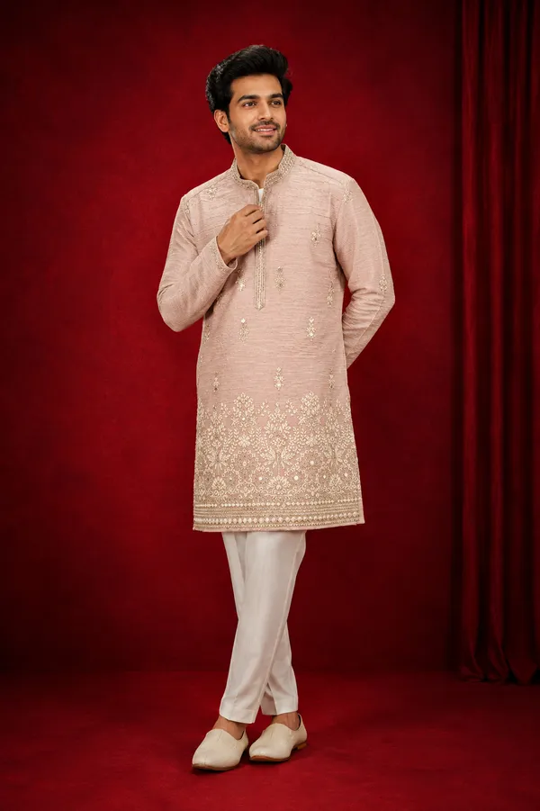Blush_Pink_Embroidered_Festive_Kurta_Set_For_Men_Coming_Soon