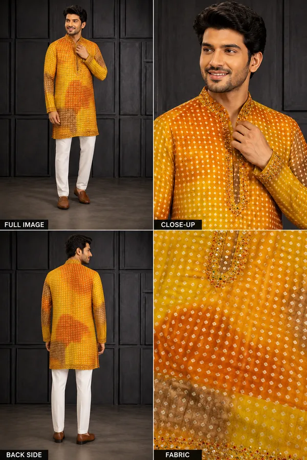 Mustard_Yellow_Bandhani_Print_Festive_Kurta_For_Men_Coming_Soon