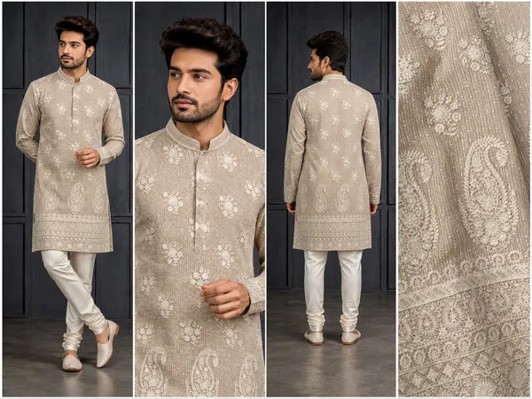Beige_Embroidered_Paisley_Festive_Kurta_Set_For_Men_Coming_Soon
