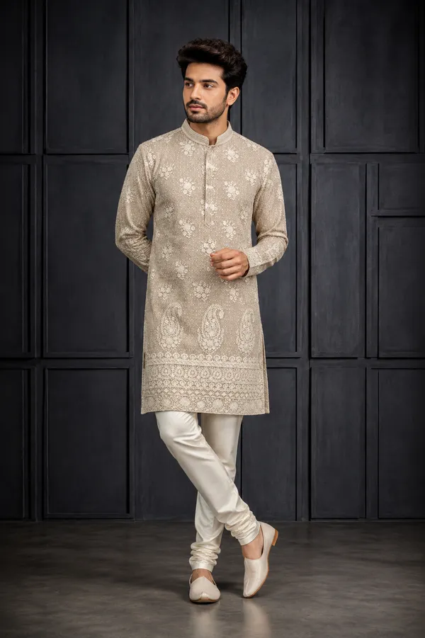 Beige_Embroidered_Paisley_Festive_Kurta_Set_For_Men_Coming_Soon