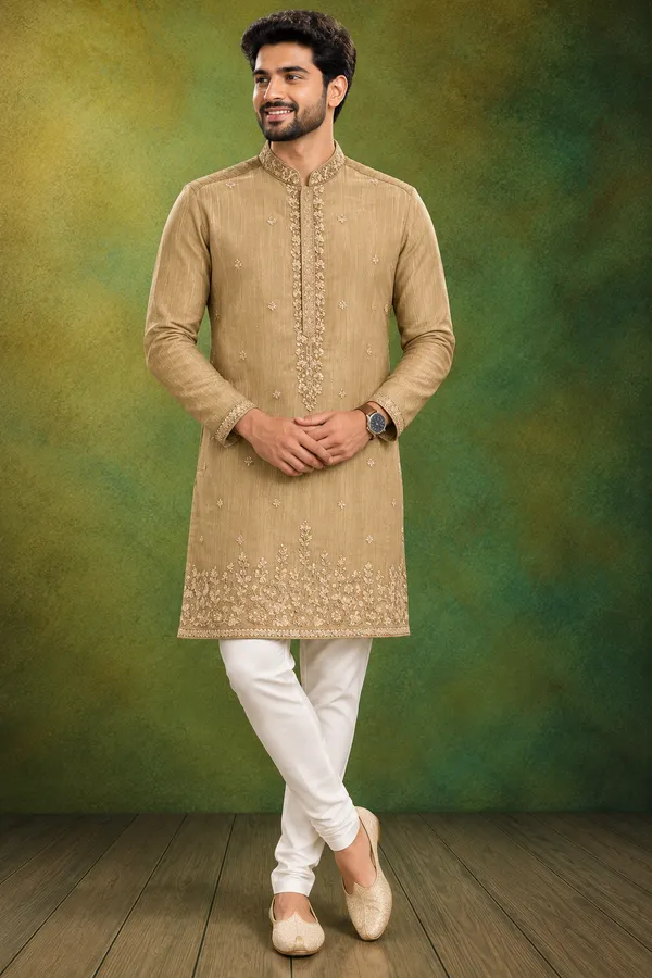 Antique_Gold_Embroidered_Festive_Kurta_Set_For_Men_Coming_Soon
