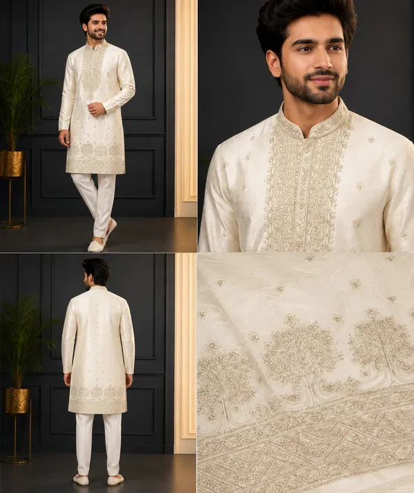 Ivory_Gold_Embroidered_Premium_Festive_Kurta_Set_For_Men_Coming_Soon