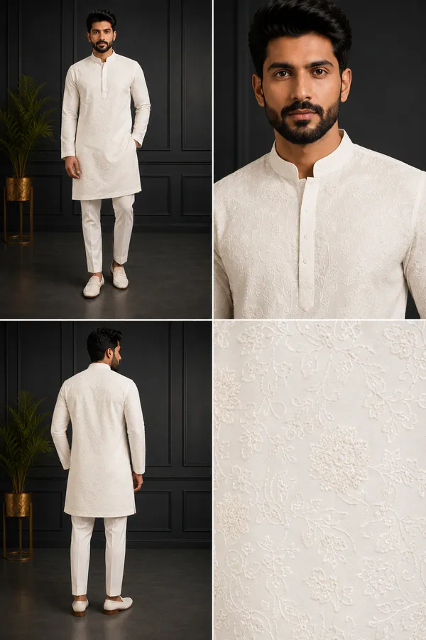 Classic_Ivory_Textured_Kurta_Set_For_Men_Coming_Soon