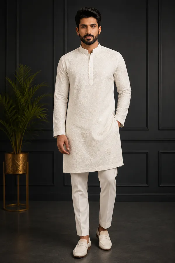 Classic_Ivory_Textured_Kurta_Set_For_Men_Coming_Soon