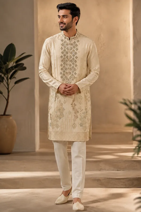 Ivory_Gold_Embroidered_Designer_Wedding_Kurta_Set_For_Men_Coming_Soon