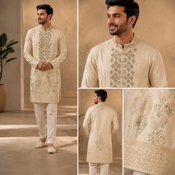 Ivory_Gold_Embroidered_Designer_Wedding_Kurta_Set_For_Men_Coming_Soon