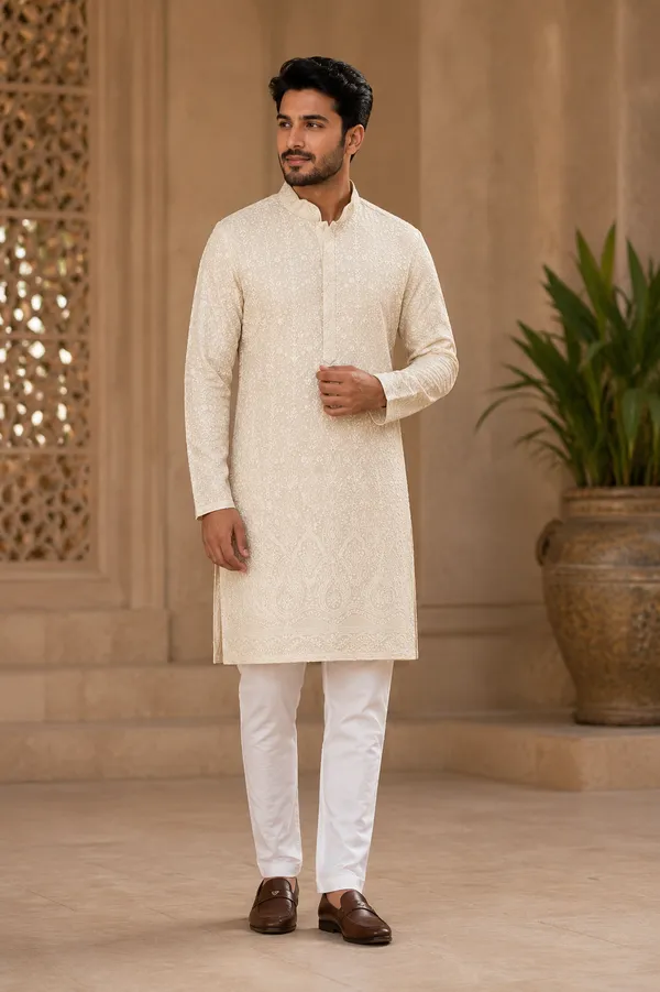 Ivory_White_Embroidered_Festive_Kurta_For_Men_Coming_Soon