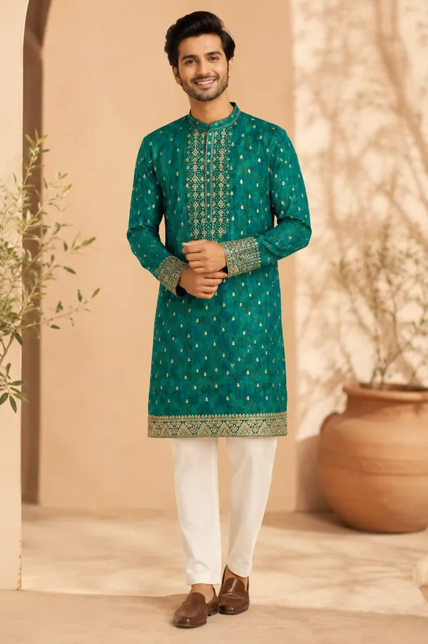 Emerald_Green_Embroidered_Festive_Kurta_For_Men_Coming_Soon