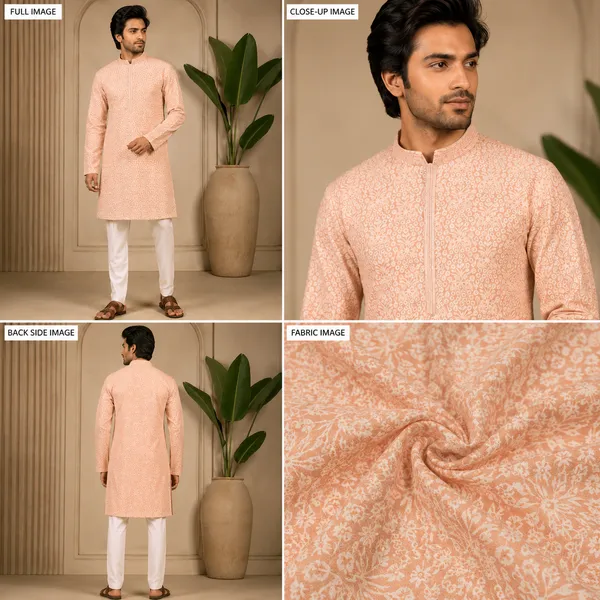 Peach_Elegance_Textured_Kurta_For_Men_Coming_Soon