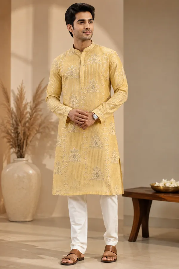 Golden_Yellow_Embroidered_Festive_Kurta_For_Men_Coming_Soon